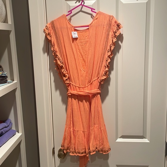 NWT Free People Weekend Brunch Dress in Coral, Size Medium - Picture 5 of 6